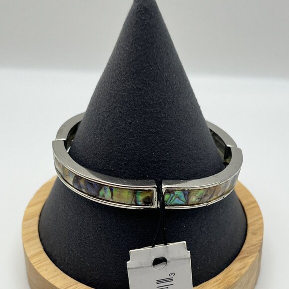 VTG Cookie Lee Abalone Shell &‎ Silver-Tone Stretch Bracelet NEW - Picture 6 of 8
